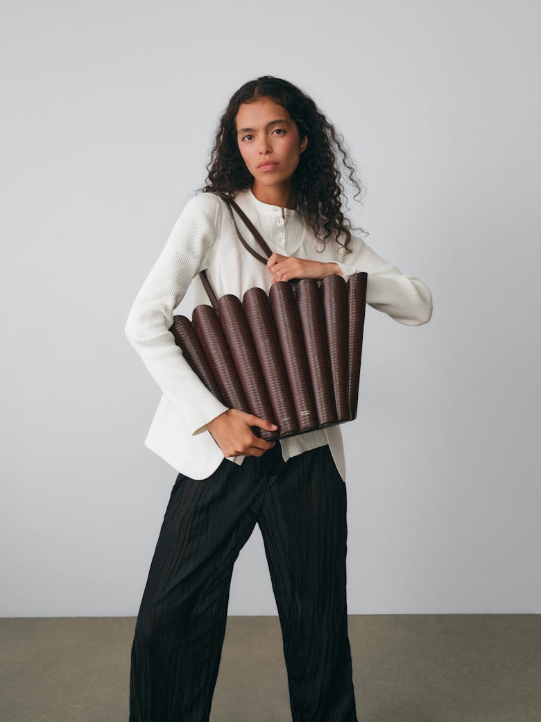 Oversize Shell Bag “brown lizard”