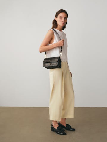 Shoulder Bag “glossy black crocodile”