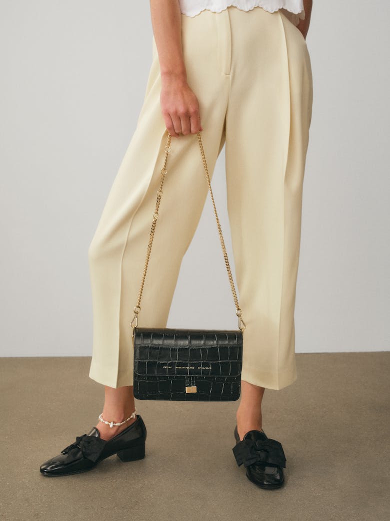 Shoulder Bag “glossy black crocodile”