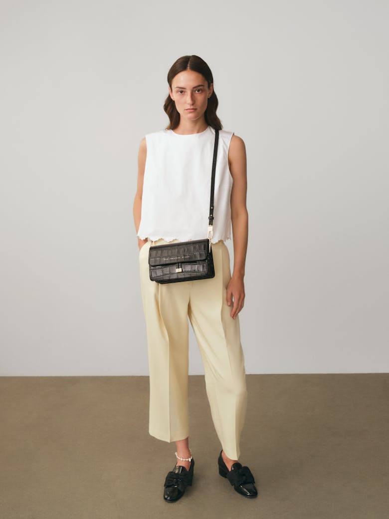 Shoulder Bag “glossy black crocodile” 