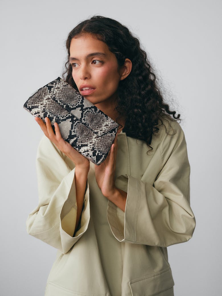 Small Envelope Clutch “black and white python”