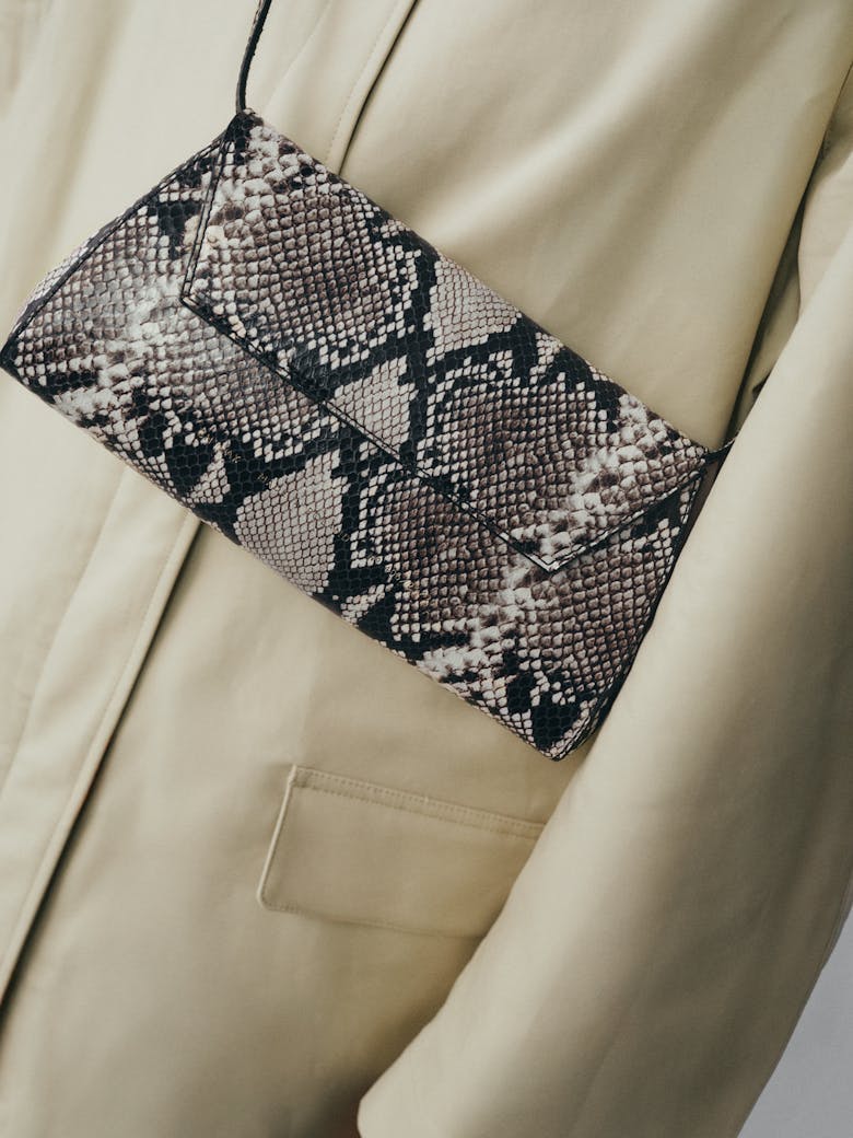 Small Envelope Clutch “black and white python”