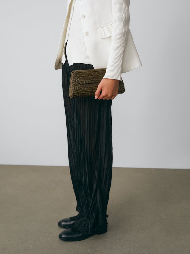 Small Envelope Clutch “olive crocodile”