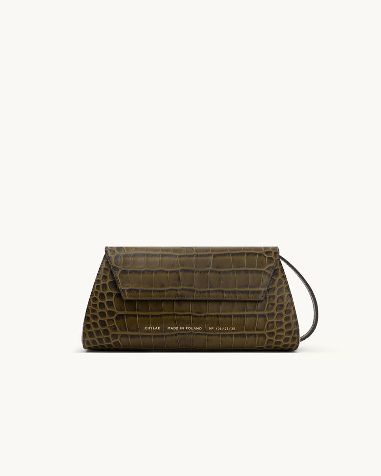 Small Envelope Clutch “olive crocodile”