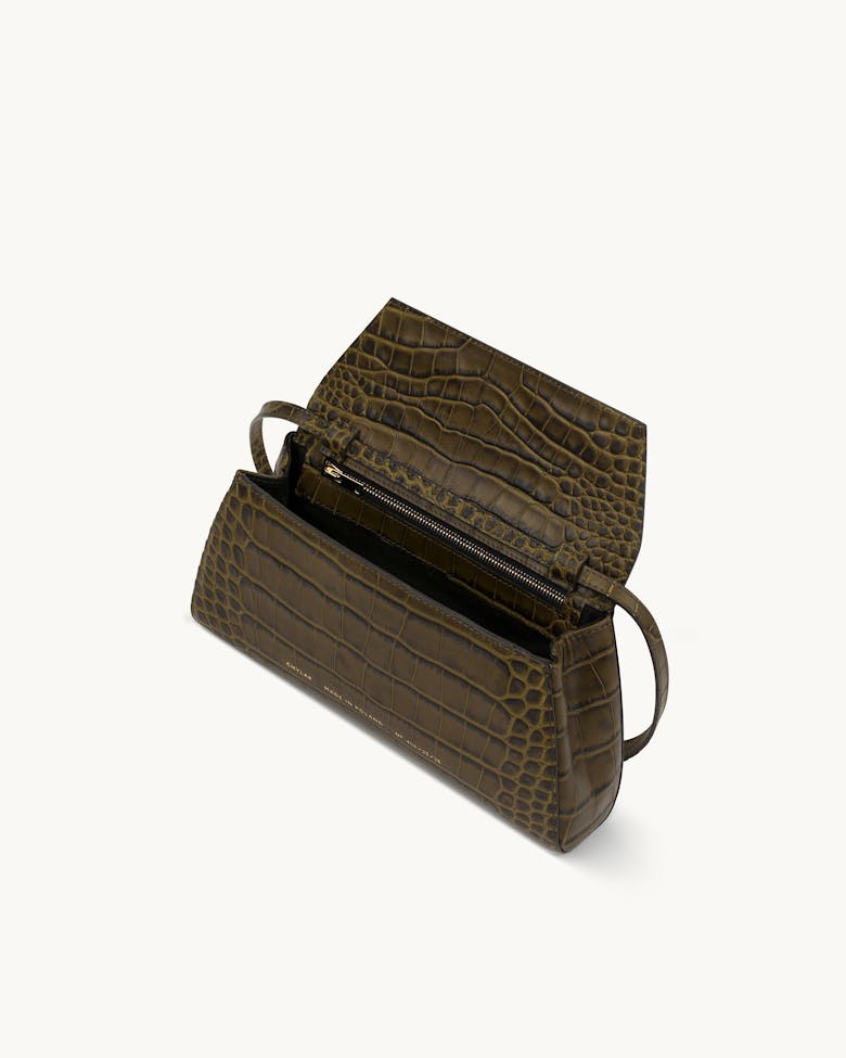 Small Envelope Clutch “olive crocodile”