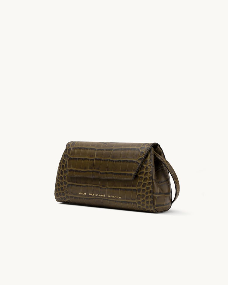 Small Envelope Clutch “olive crocodile”