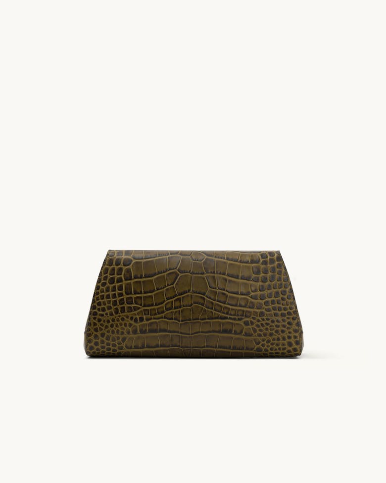 Small Envelope Clutch “olive crocodile”