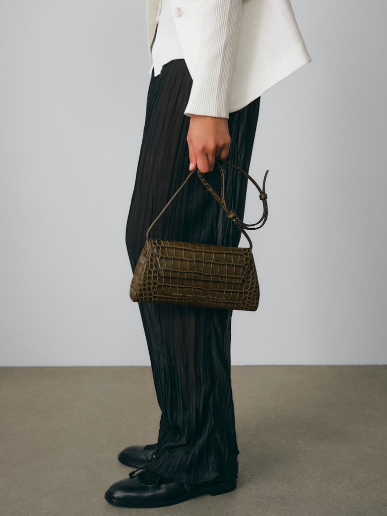 Small Envelope Clutch “olive crocodile”