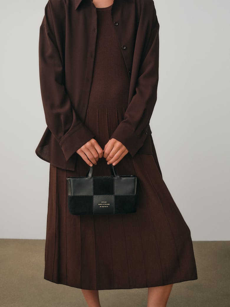 Small Patchwork Tote Bag “black suede”