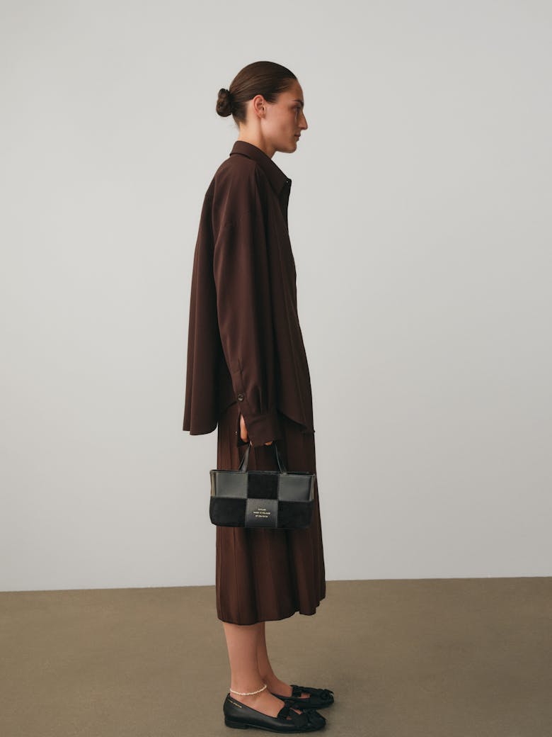 Small Patchwork Tote Bag “black suede”