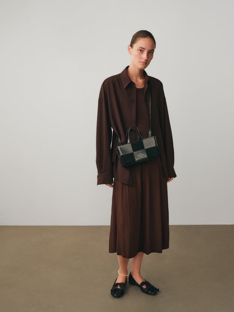 Small Patchwork Tote Bag “black suede”