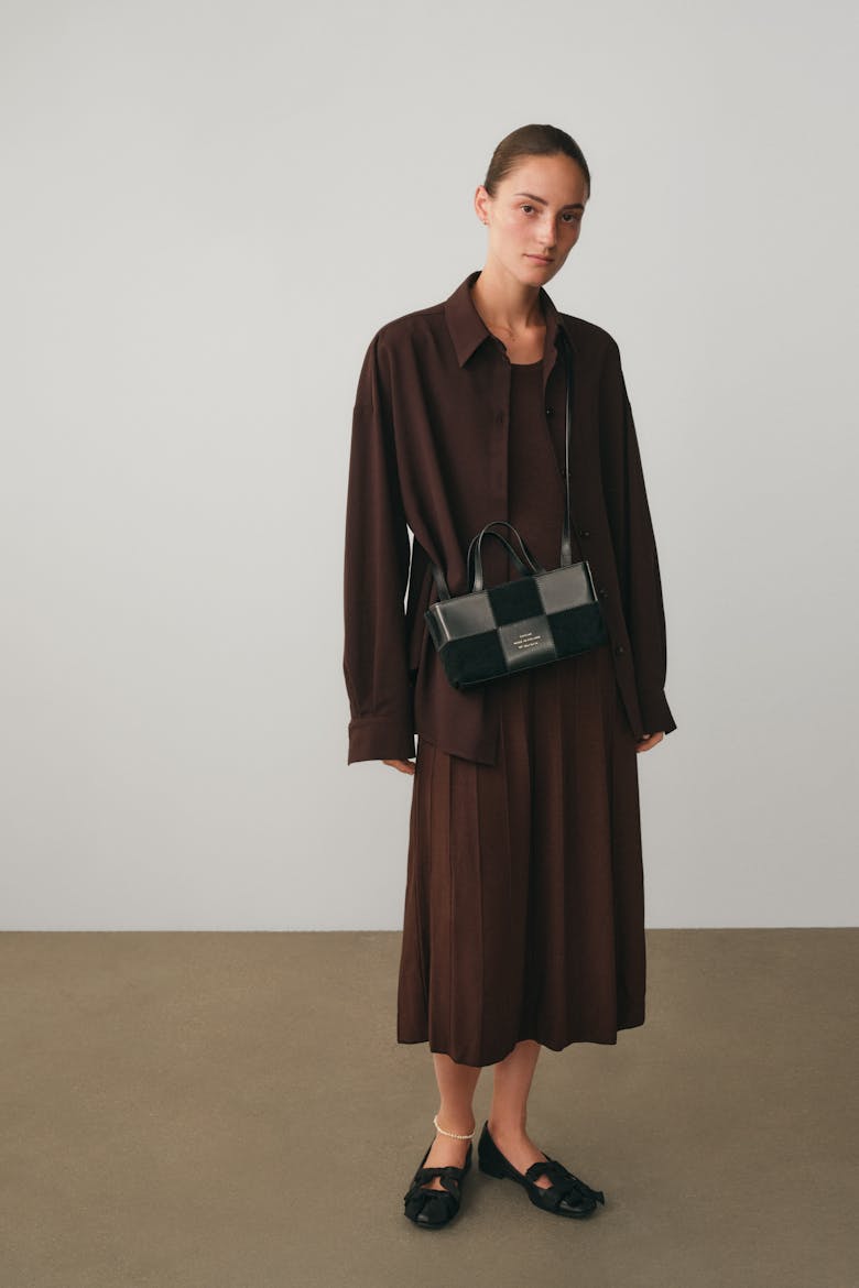 Small Patchwork Tote Bag “black suede”