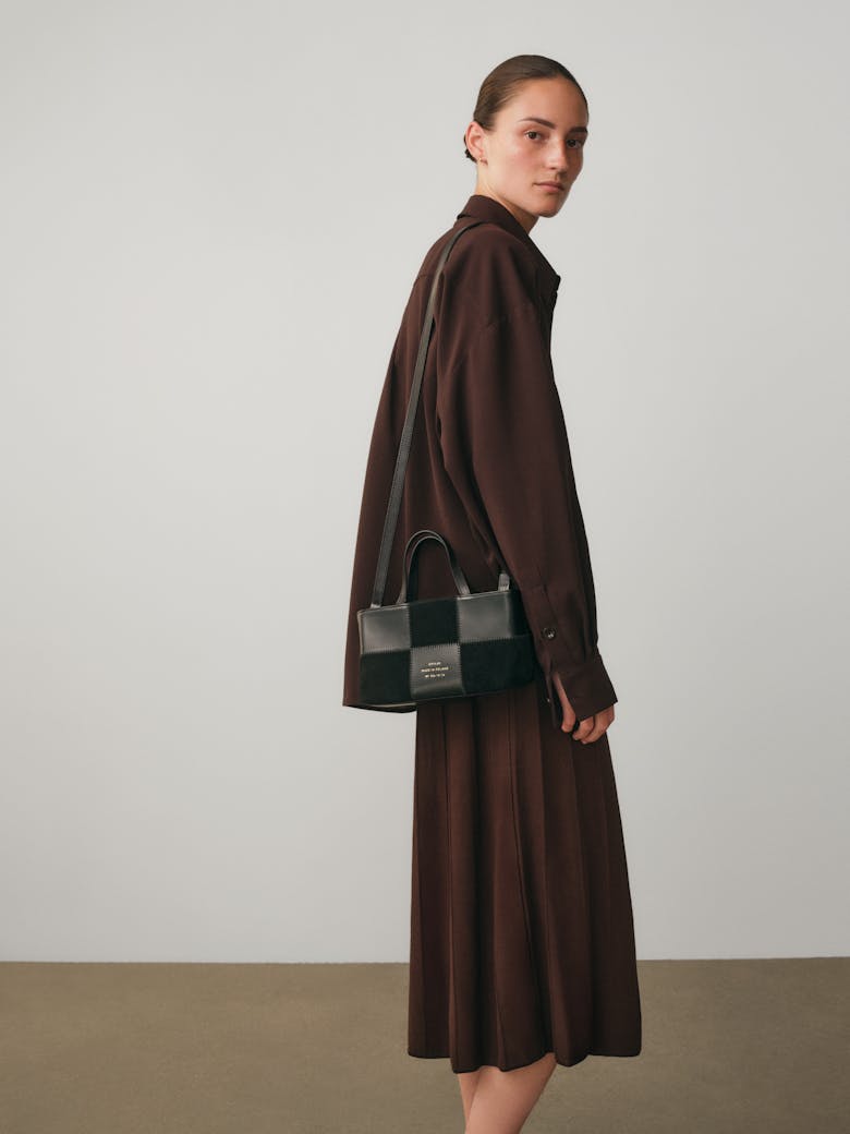 Small Patchwork Tote Bag “black suede”