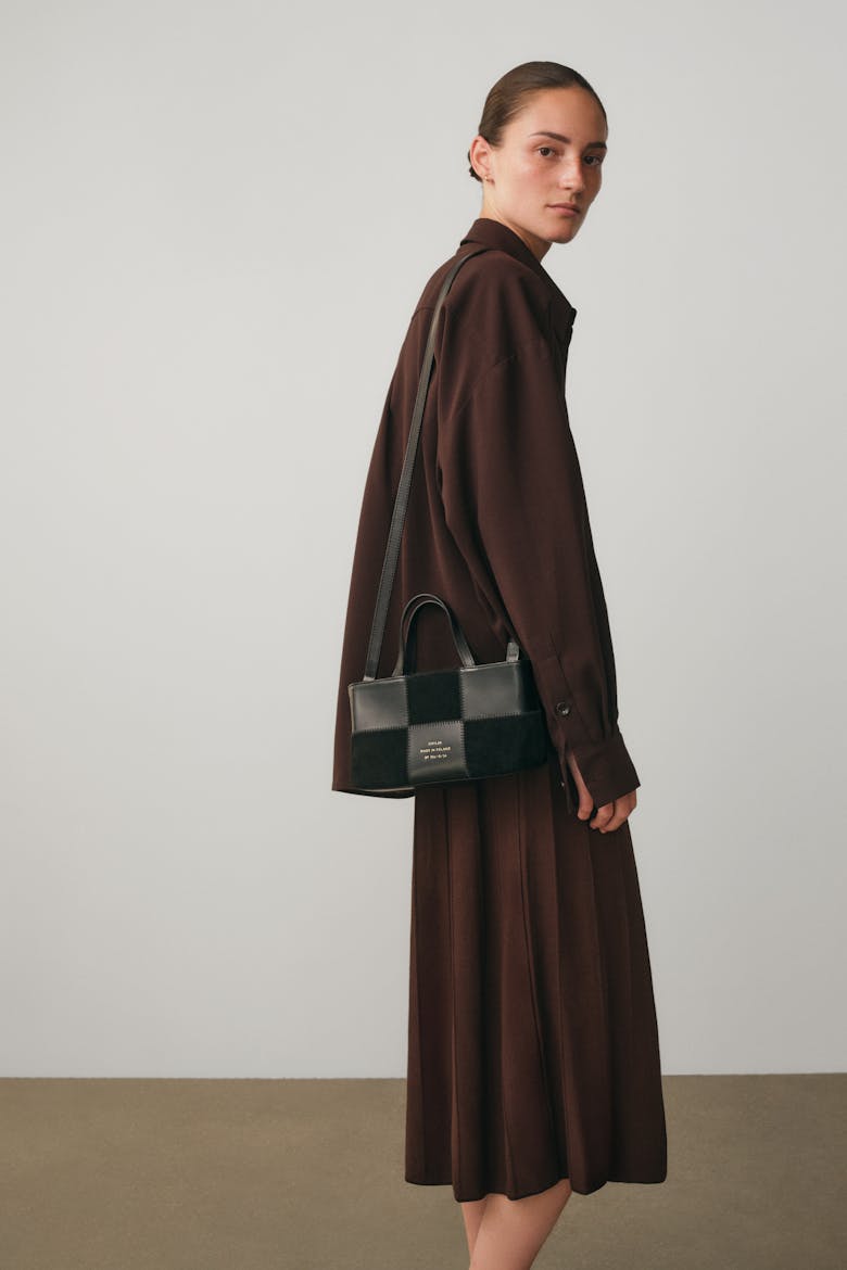 Small Patchwork Tote Bag “black suede”