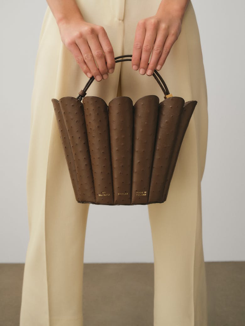 Small Shell Bag “brown ostrich”