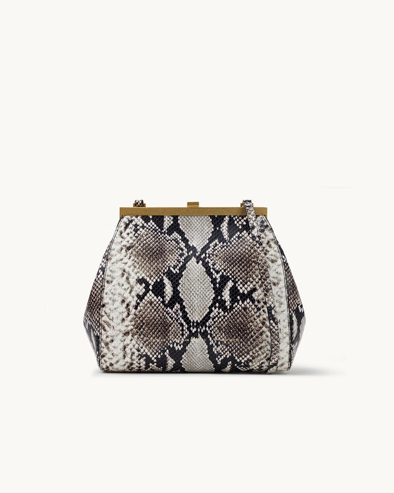 Tall “Vintage” Frame Bag “black and white python”