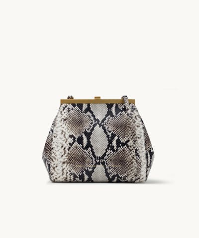 Tall “Vintage” Frame Bag “black and white python”