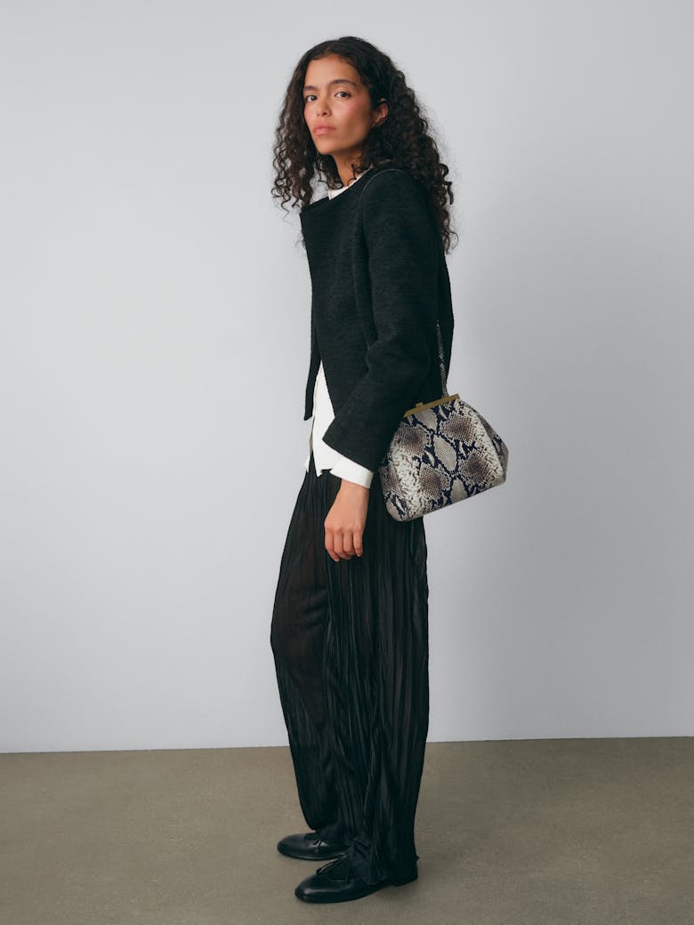 Tall “Vintage” Frame Bag “black and white python”