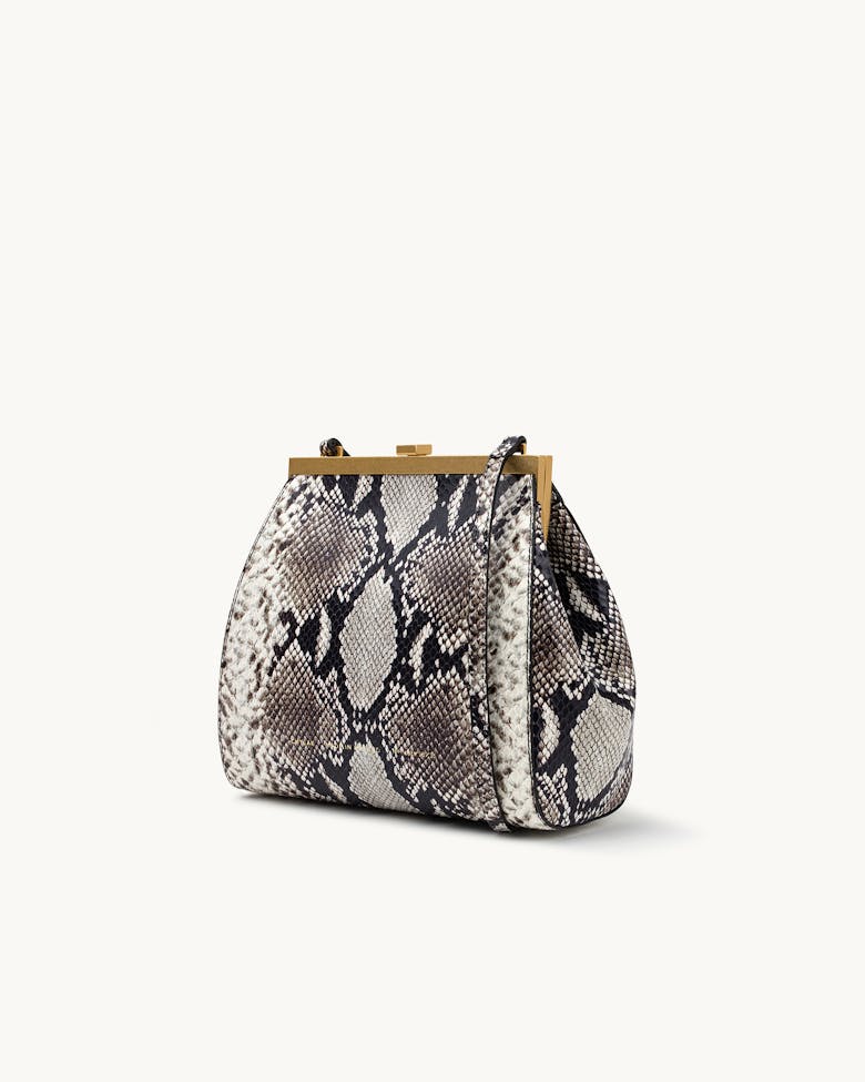 Tall “Vintage” Frame Bag “black and white python”