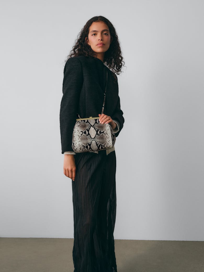 Tall “Vintage” Frame Bag “black and white python”