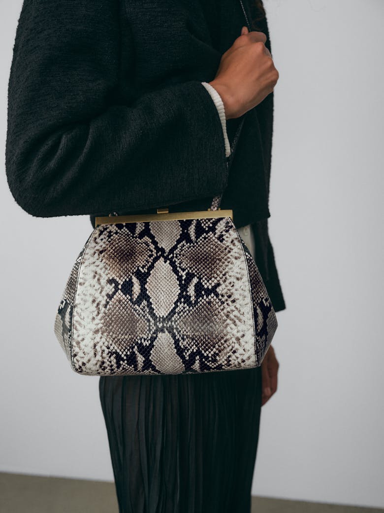 Tall “Vintage” Frame Bag “black and white python”