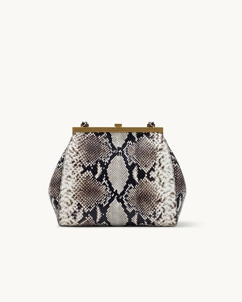 Tall “Vintage” Frame Bag “black and white python”