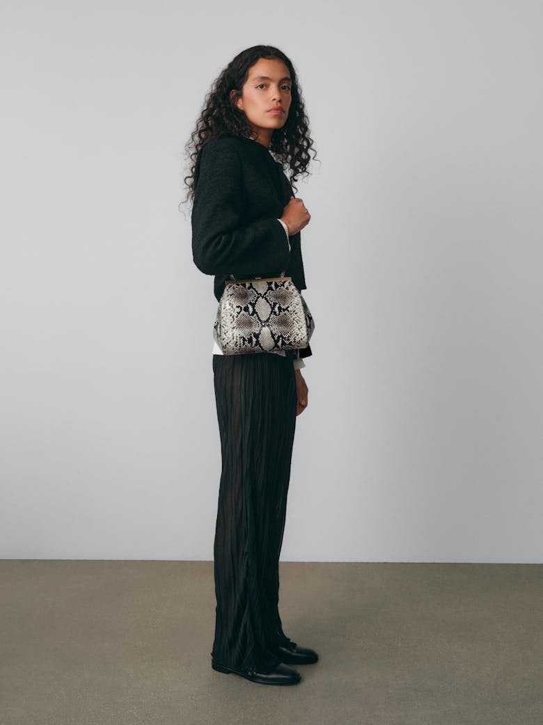 Tall “Vintage” Frame Bag “black and white python”