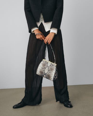 Tall “Vintage” Frame Bag “black and white python”