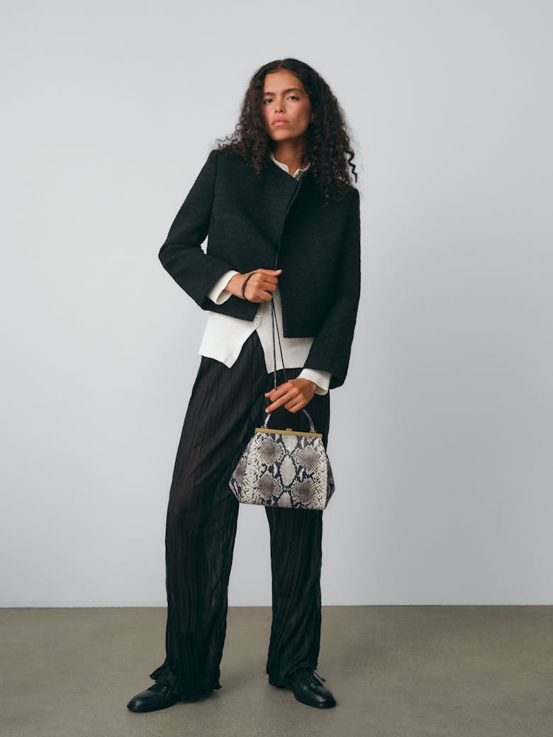 Tall “Vintage” Frame Bag “black and white python”