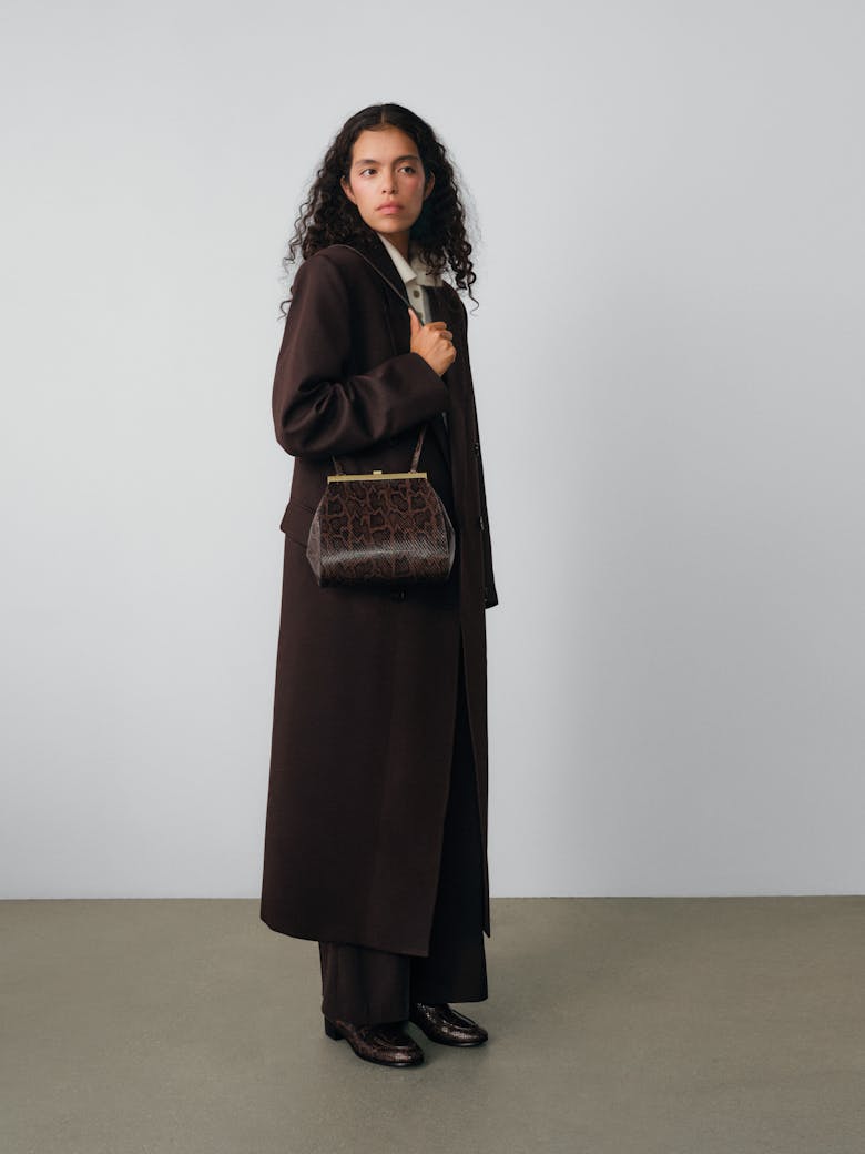 Tall “Vintage” Frame Bag “brown python”