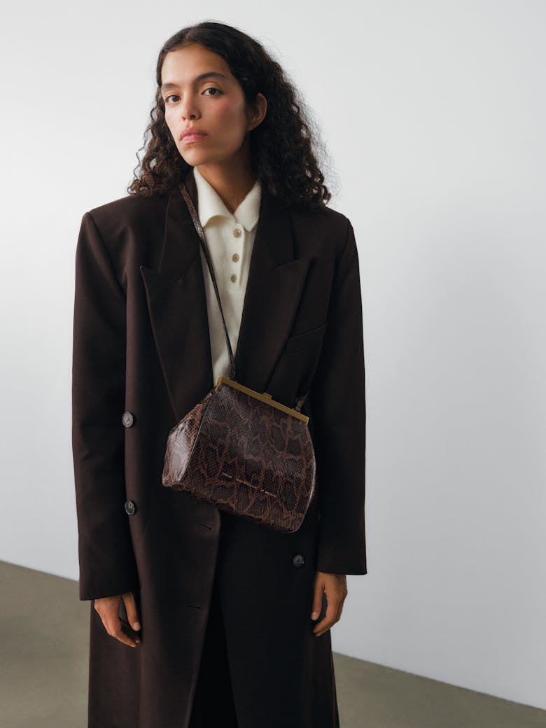 Tall “Vintage” Frame Bag “brown python”