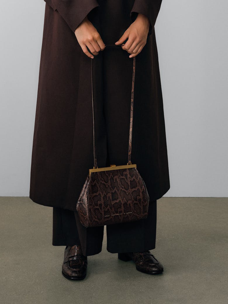 Tall “Vintage” Frame Bag “brown python”