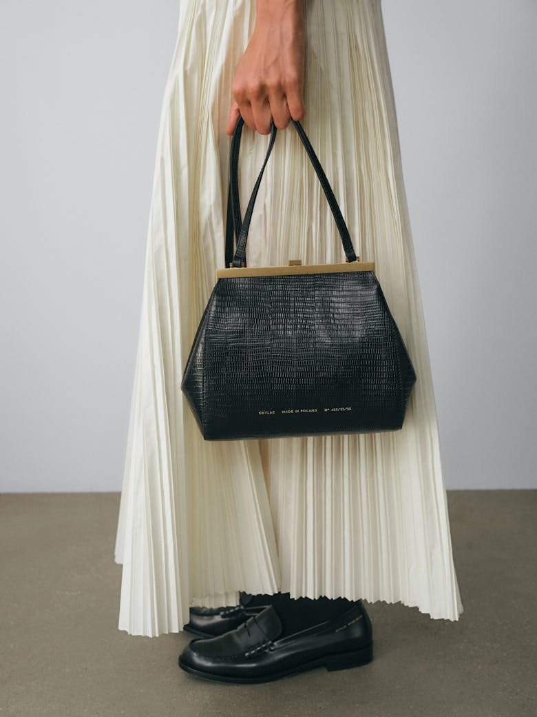 Tall “Vintage” Frame Bag “black lizard”