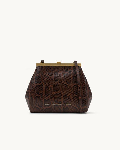 Tall “Vintage” Frame Bag “brown python”