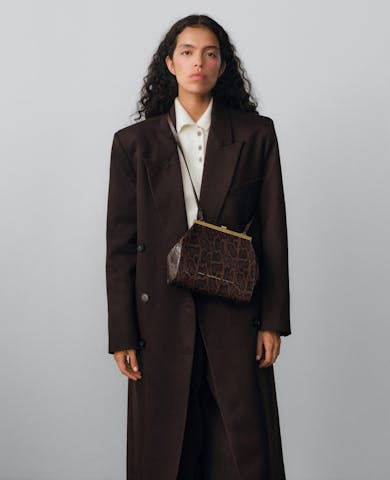 Tall “Vintage” Frame Bag “brown python”