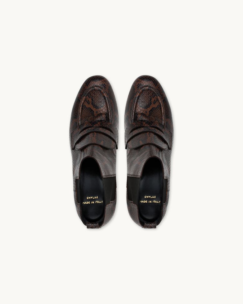 Loafer Booties “brown python”