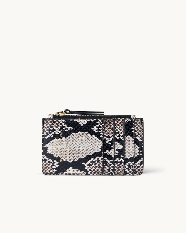 Zippered Cardholder “black and white python”