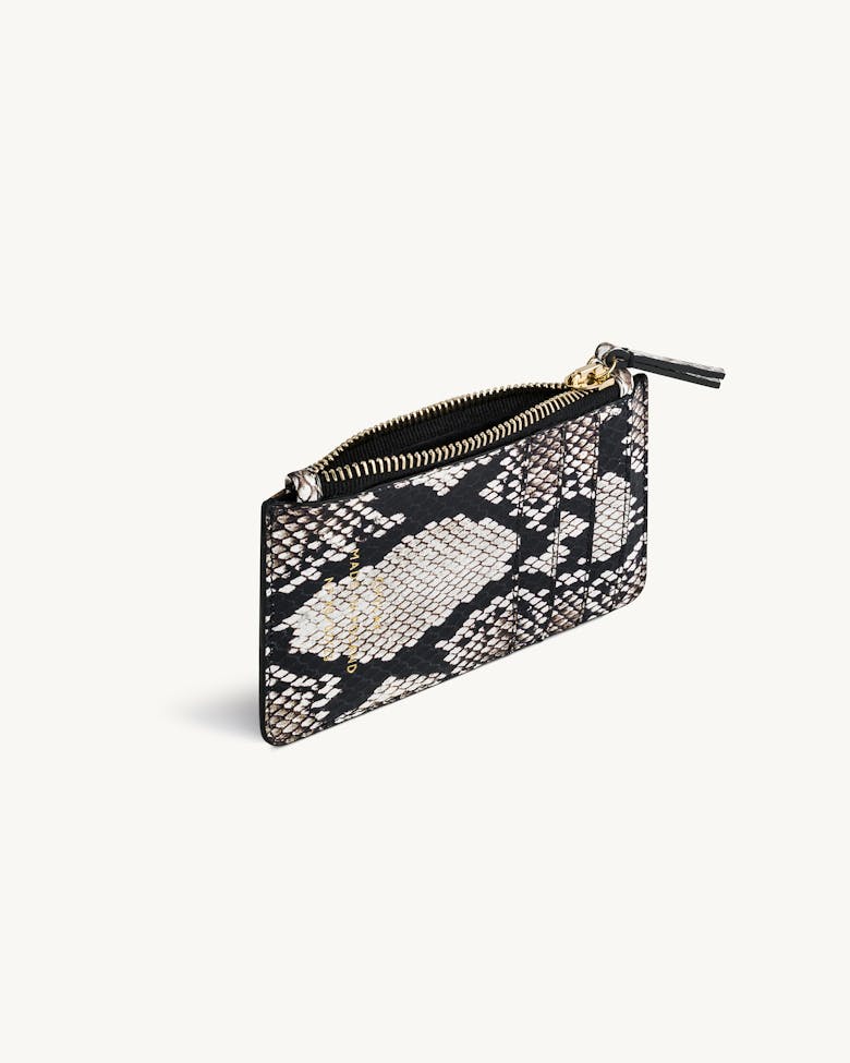 Zippered Cardholder “black and white python”