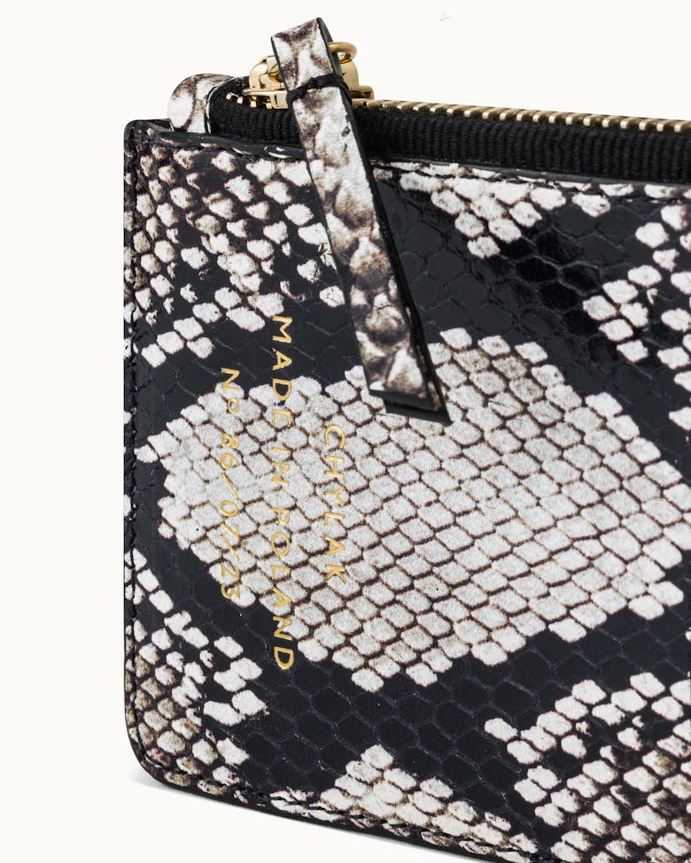 Zippered Cardholder “black and white python”