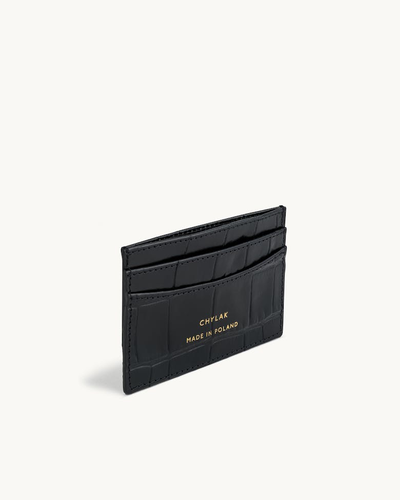 Cardholder “glossy black crocodile”