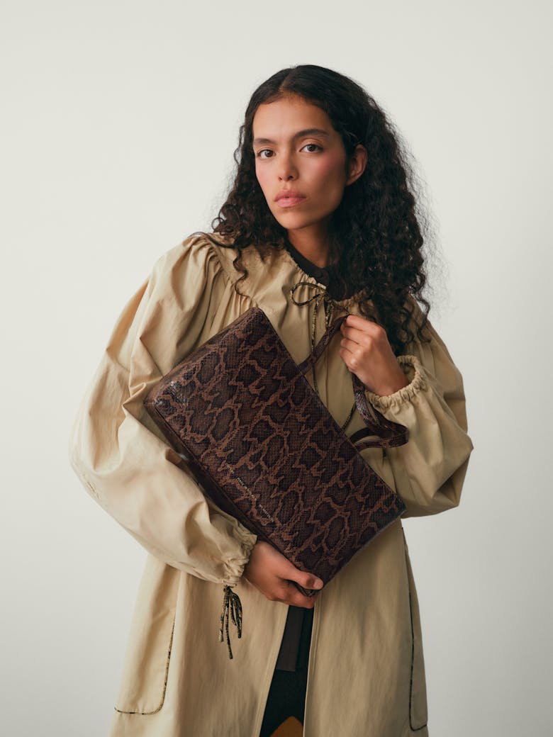 Big Tote Bag “brown python”