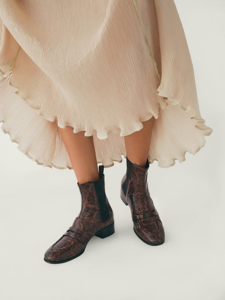 Loafer Booties “brown python”