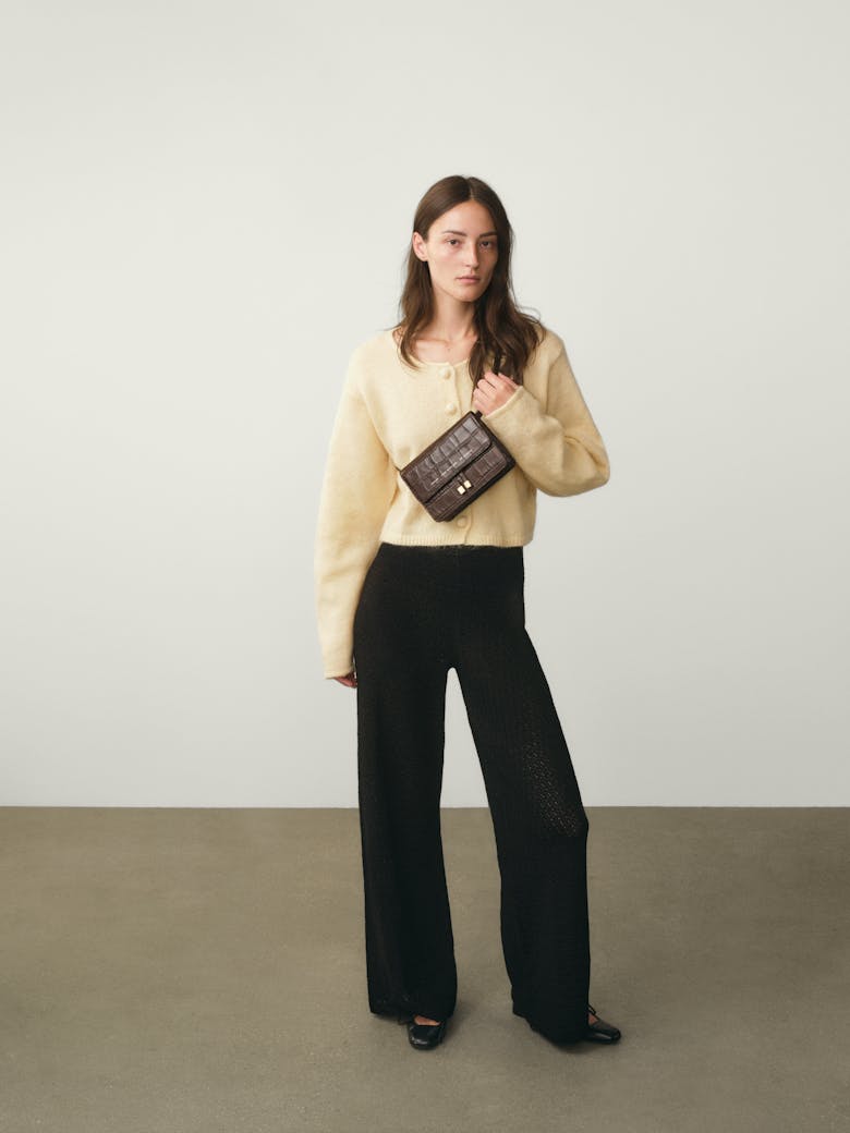 Mini Belt  Bag “glossy brown crocodile”