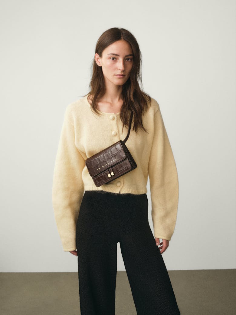 Mini Belt  Bag “glossy brown crocodile” 