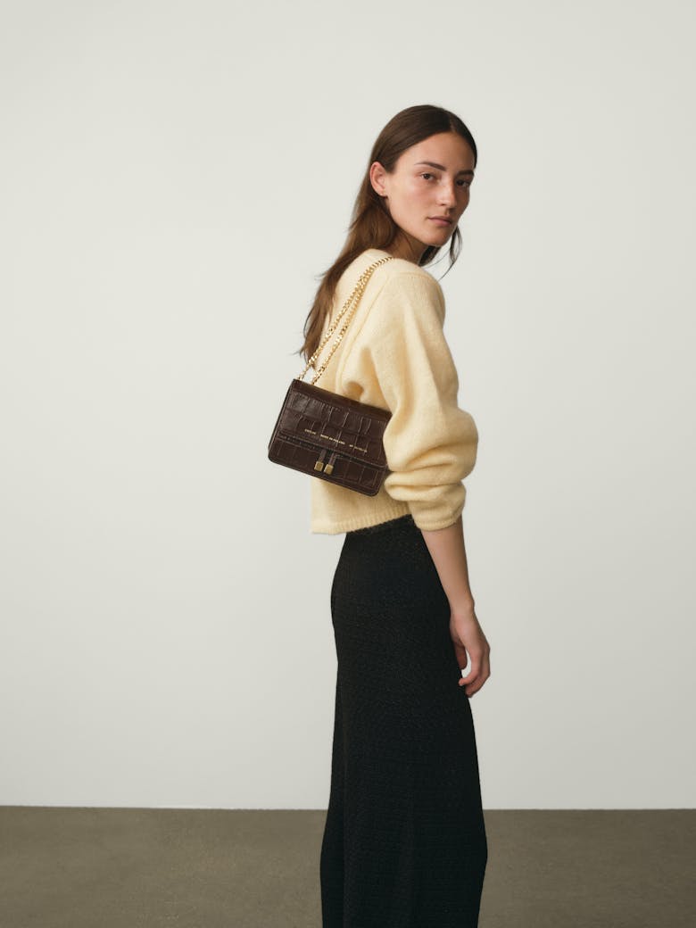 Mini Belt  Bag “glossy brown crocodile” 