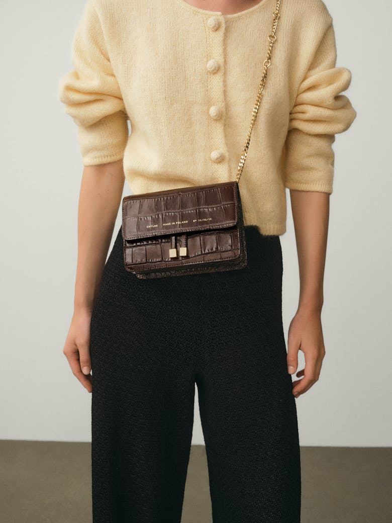 Mini Belt  Bag “glossy brown crocodile” 