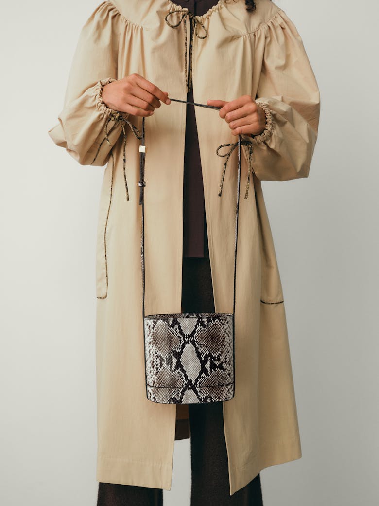 Mini Cylinder Bag “black and white python”