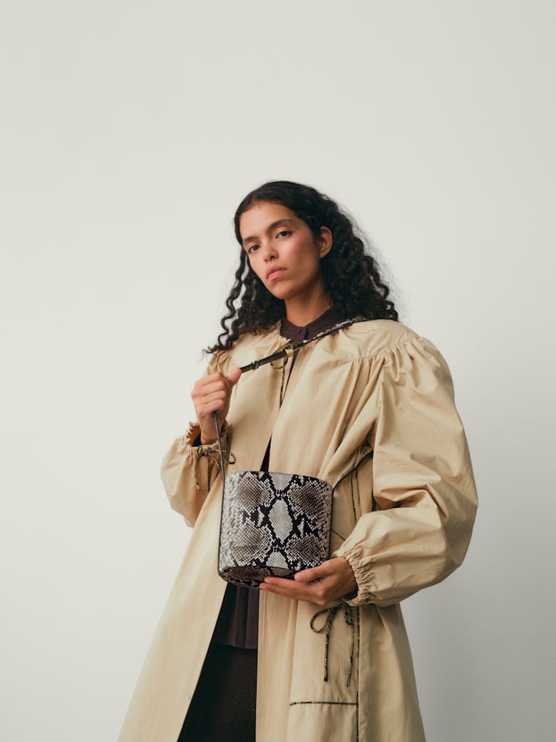 Mini Cylinder Bag “black and white python”