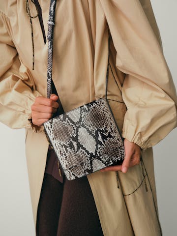 Mini Cylinder Bag “black and white python”