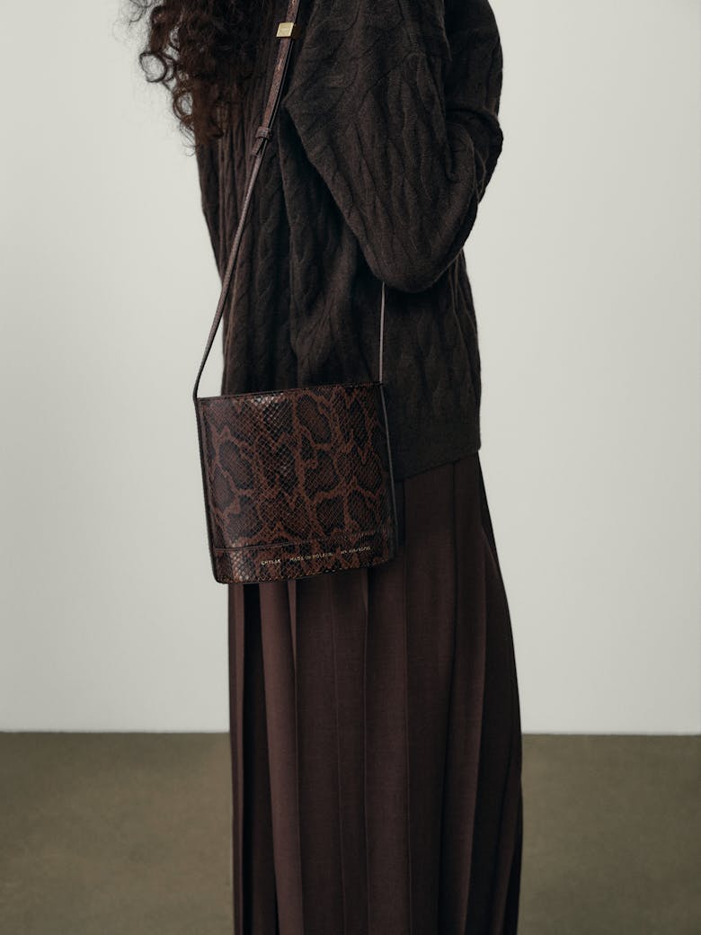 Mini Cylinder Bag “brown python”